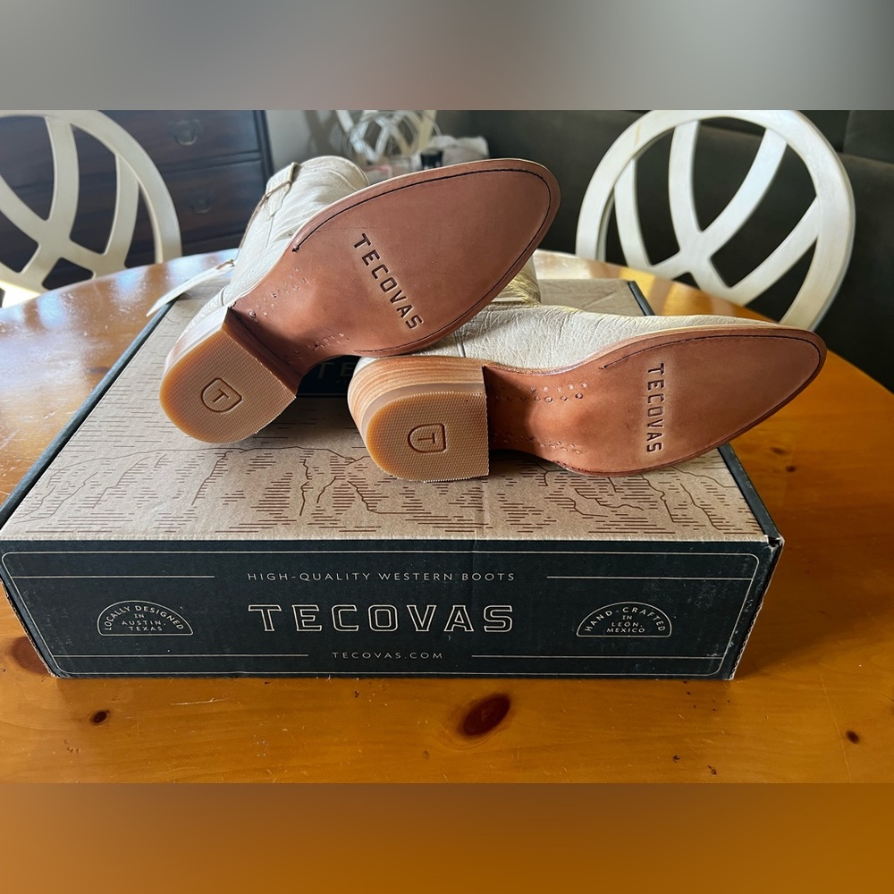 Women’s TECOVAS Chloe Pearl Ostrich Leather Cowgirl Boots Brand New - Picture 11 of 12